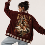 PRAKAND Unisex Maroon Varsity Jacket | Kathak Embroidered Premium Jacket